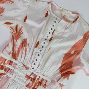 Sheridan French Eloise Midi Dress Womens XS Tiered Ruffle Ruched Waist Ikat Boho